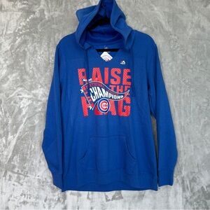 Majestic Chicago Cubs Hoodie‎ Blue 2016 Champs Baseball Fan Sweatshirt Women’s L